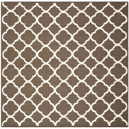 Safavieh 7 x 7 ft. Square Contemporary Dhurries- Brown and Ivory- Flatweave Rug DHU627C-7SQ